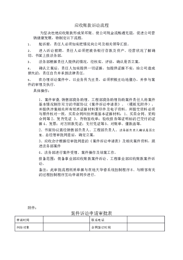 4.1关于地大华睿应收账款诉讼案件申请流程的规