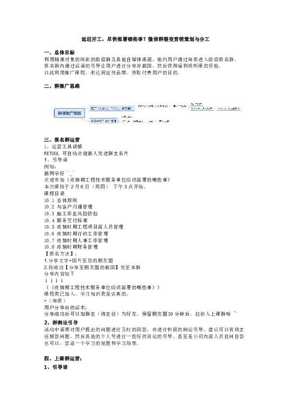 疫情期间推广策划与分工.docx